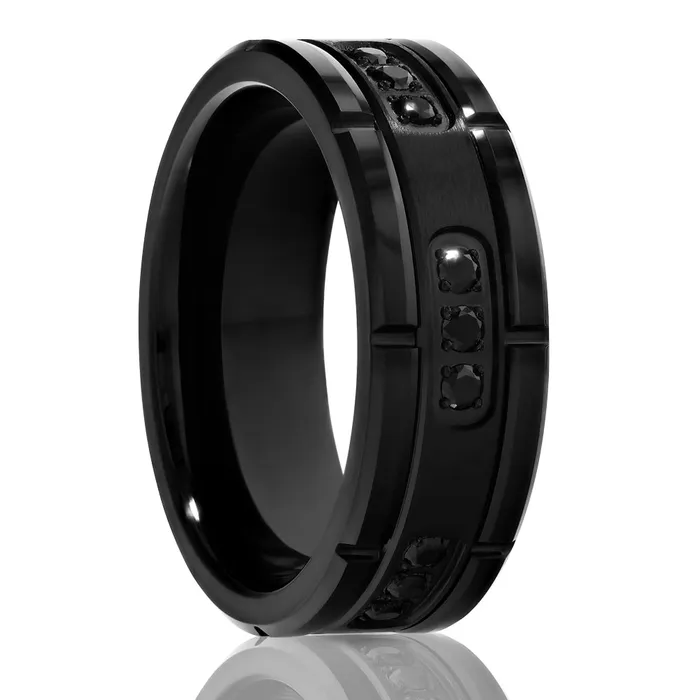 Rings Clean Casting Jewelry 8mm Black Tungsten Wedding Band 8mm Black Tungsten Ring Mens Ring Black CZ Ring