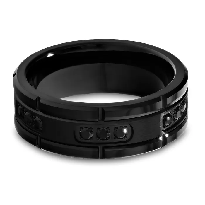 Rings Clean Casting Jewelry 8mm Black Tungsten Wedding Band 8mm Black Tungsten Ring Mens Ring Black CZ Ring