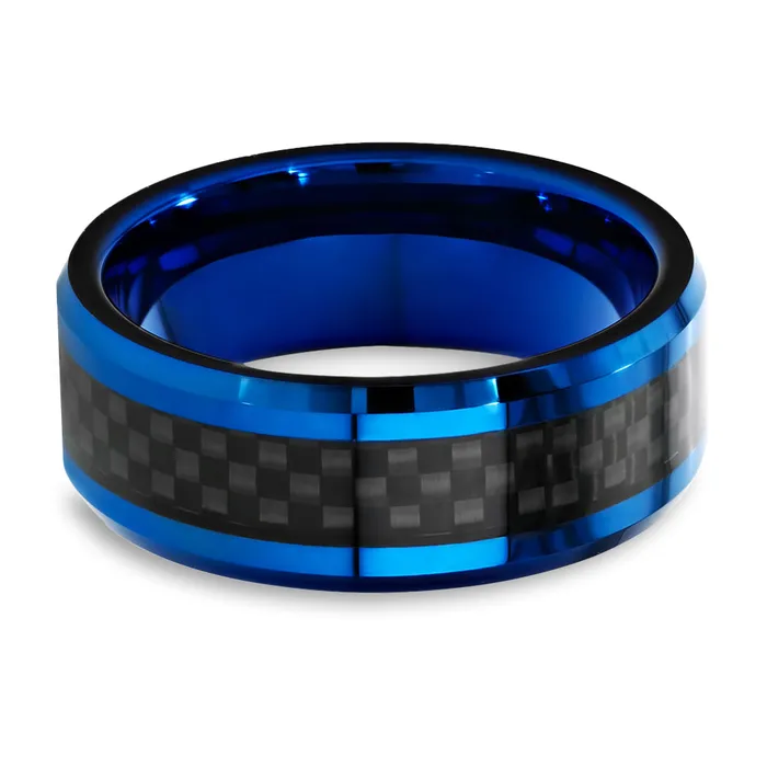 Rings Clean Casting Jewelry Blue Carbon Fiber Ring Tungsten Wedding Ring 8mm Tungste Ring Engagement Ring