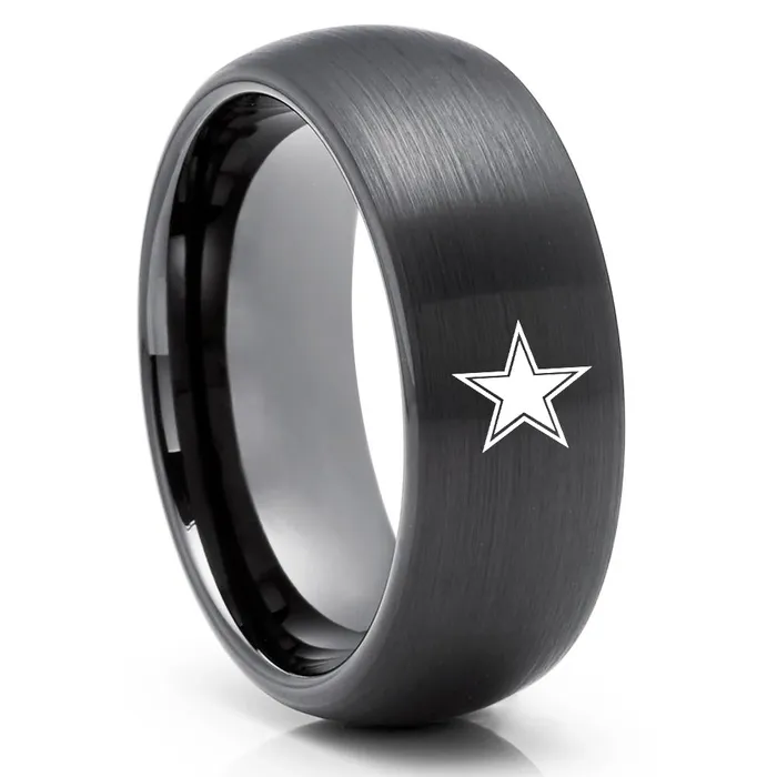 Rings Clean Casting Jewelry Dallas Cowboys Tungsten Ring Black Tungsten Ring Anniversary Ring Football Ring