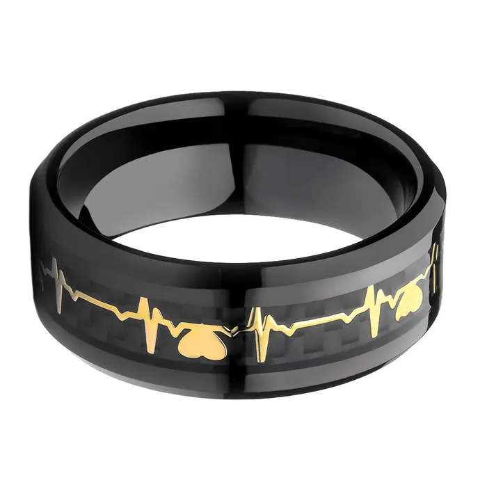 Rings Clean Casting Jewelry Heartbeat Tungsten Ring Black Tungsten Ring Engagement Ring Tungsten Carbide Ring Gold Ring