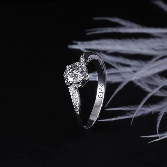 Rings Luxus Moissanite Rings Jewelry 14k White Gold Moissanite Best Engagement Ring 05ct Center Stone