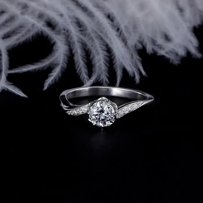 Rings Luxus Moissanite Rings Jewelry 14k White Gold Moissanite Best Engagement Ring 05ct Center Stone