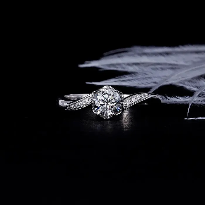 Rings Luxus Moissanite Rings Jewelry 14k White Gold Moissanite Best Engagement Ring 05ct Center Stone