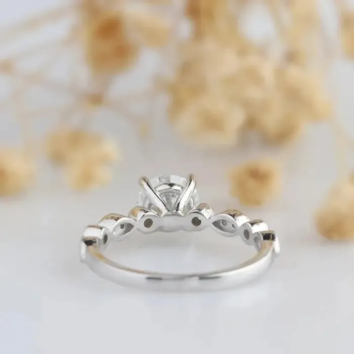Silver or Gold Antique Milgrain Moissanite Engagement Ring 1ct Luxus Moissanite Rings